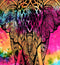 Colorful Tie Dye Elephant Cotton Tapestry Wall Hanging