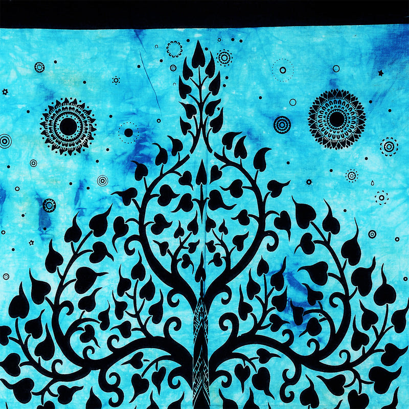 Tree of Life with Elephant Tie Dye Cotton Tapestry Wall Hanging