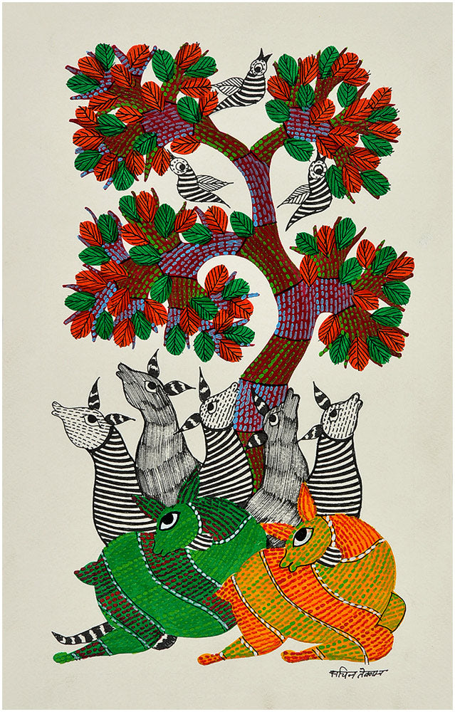 Deer Kingdom - Gond Painting