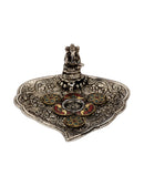 Lord Ganesh White Metal Incense Holder