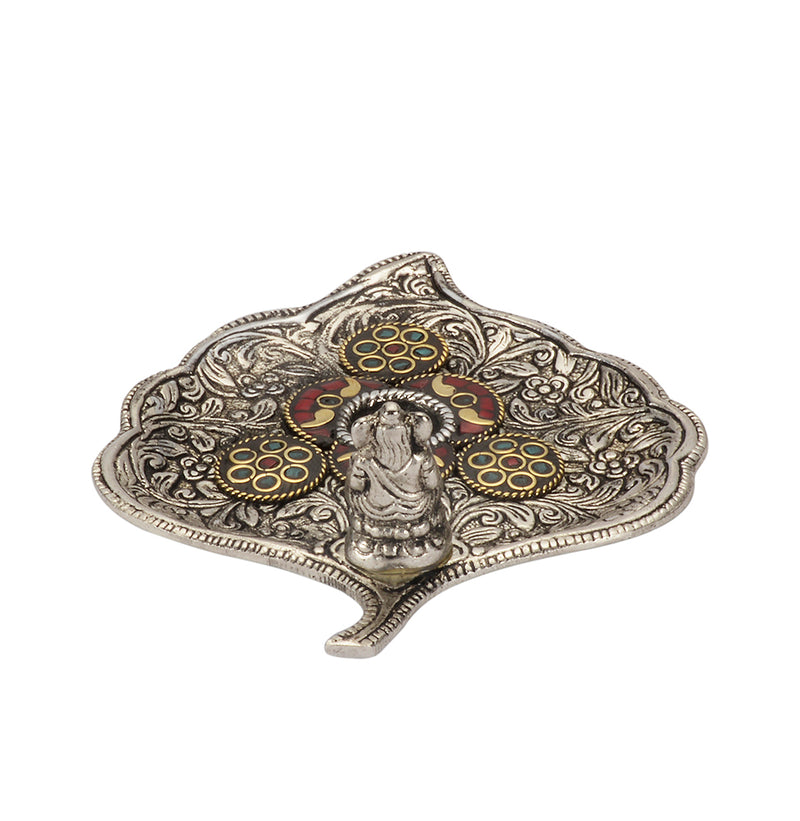 Lord Ganesh White Metal Incense Holder