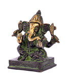 Lord Ganesha Seated on Chowki Brass Statue