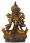 Seated White Tara Tibetan Goddess Antique Finish Brass Sculpture