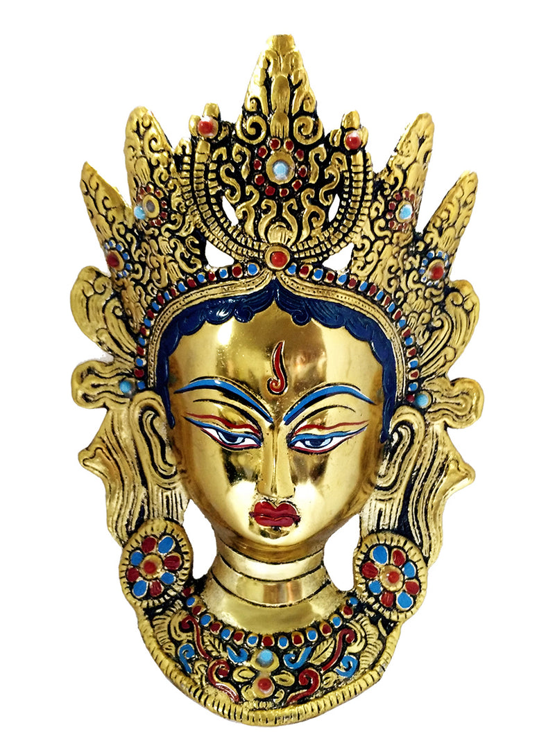 Buddhist Deity Goddess Tara Golden Mask Home Decor Metal Hanging