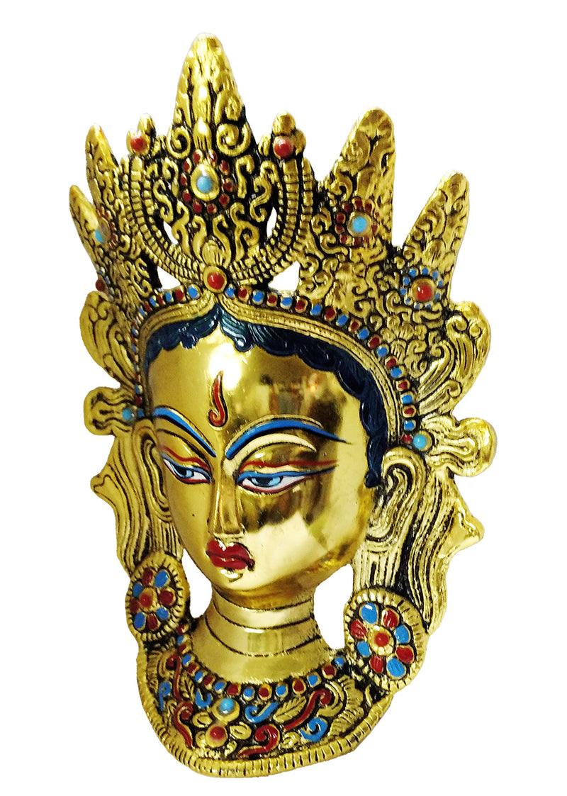 Buddhist Deity Goddess Tara Golden Mask Home Decor Metal Hanging