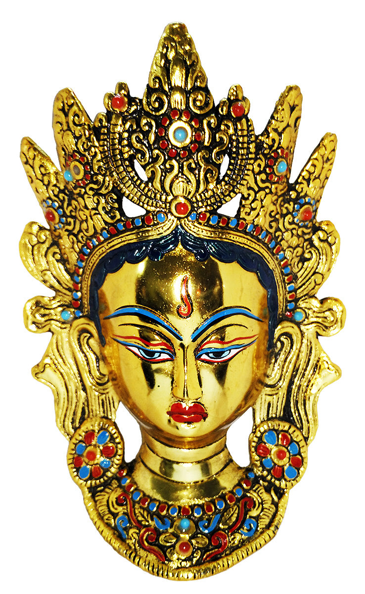Buddhist Deity Goddess Tara Golden Mask Home Decor Metal Hanging
