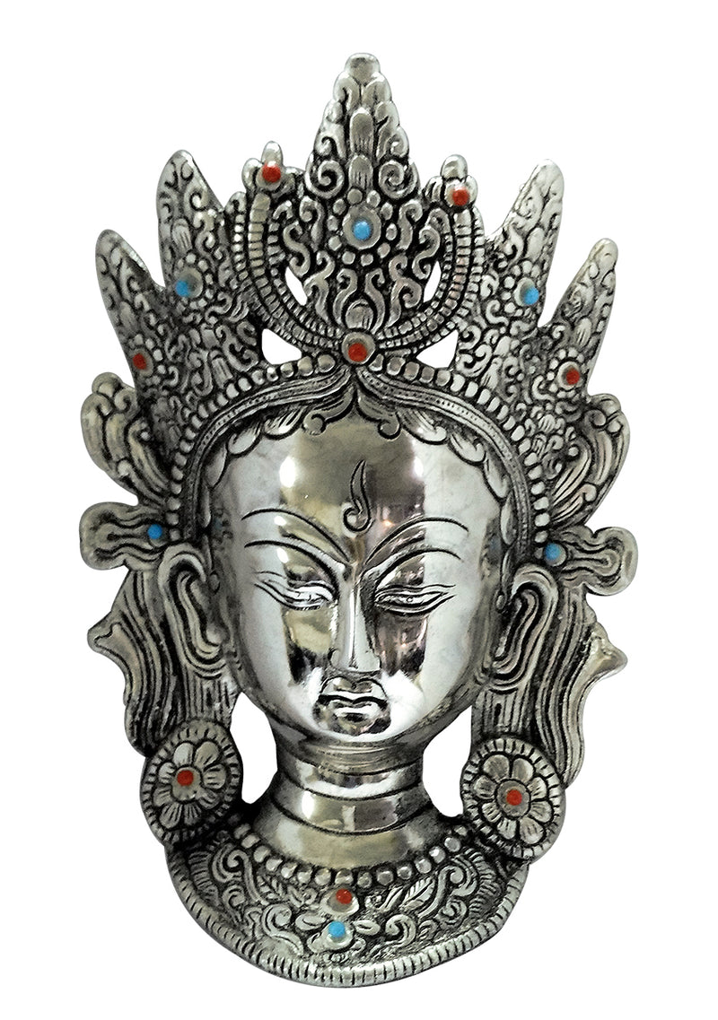 Buddhist Deity Goddess White Tara Mask Home Decor Metal Hanging