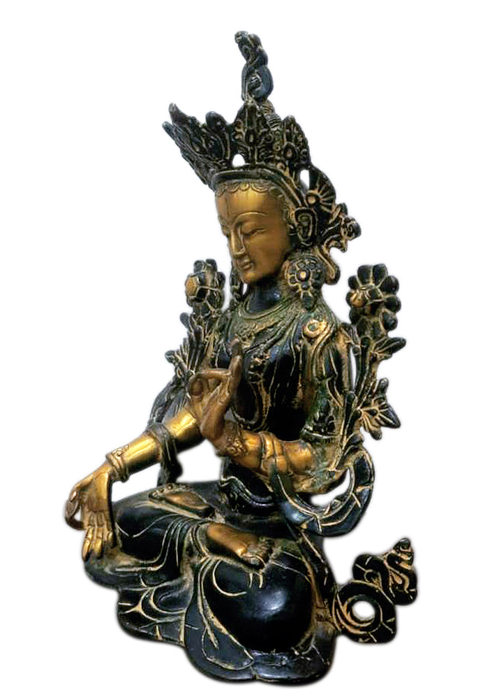 Tibetan Goddess Tara Brass Statue (11 inch)