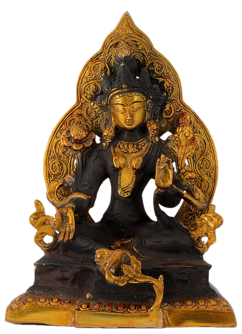 Bodhisattva Goddess White Tara Brass Sculpture Buddhist Goddess of Compassion and Longevity