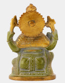 Hindu Deity Gajamukha Ganesha Brass Statue in Green Finish