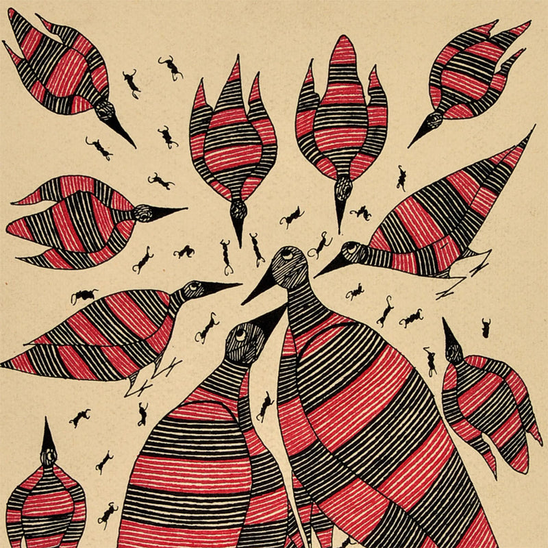 Ant & Birds - Gond Painting