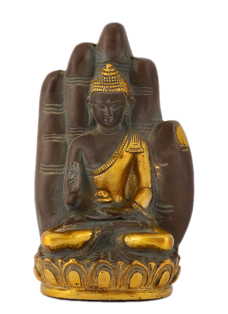 Handcrafted Buddha Palm Decorative Showpiece Brass Statue