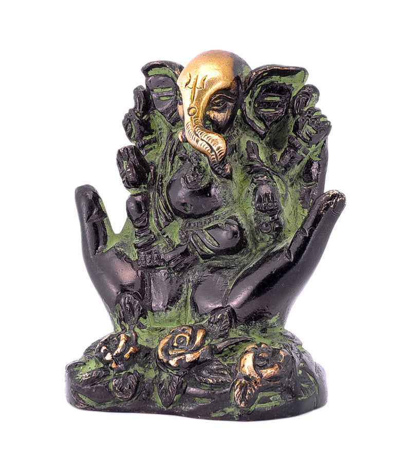 Brass Lord Ganesha Seated On Palm