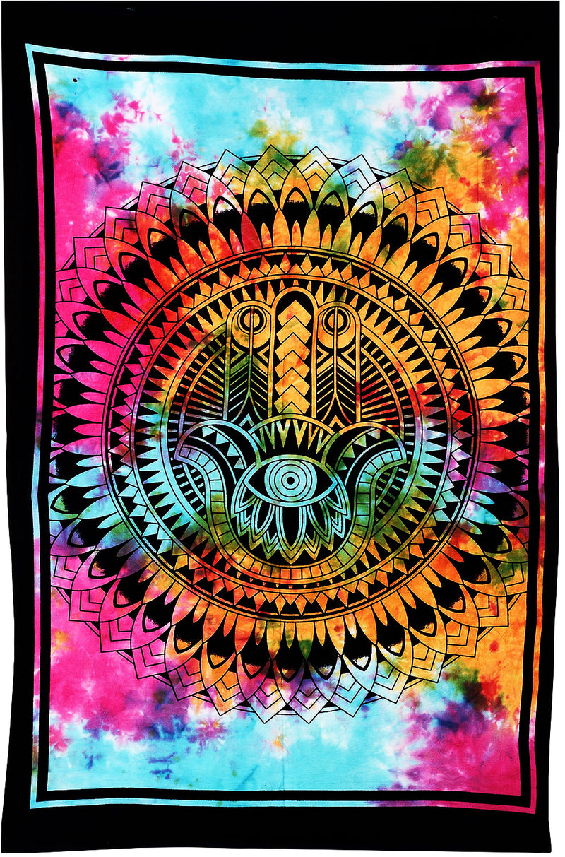 Hamsa Hand Batik Print Hand of god Tapestry Wall Hanging