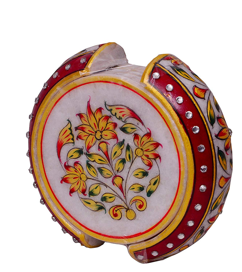 Handpainted Decorative Marble Coasters, Set of 6