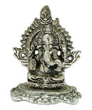 Lord Ganpati Deva - White Metal Silver Plated Ganesh Showpiece Idol