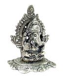 Lord Ganpati Deva - White Metal Silver Plated Ganesh Showpiece Idol
