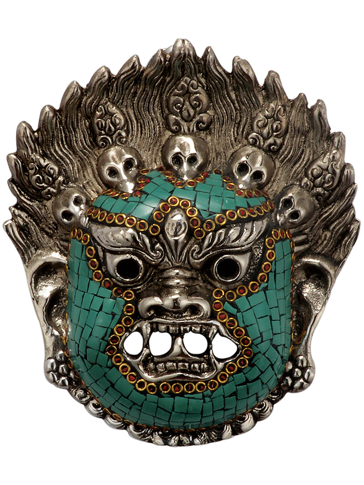Lord Bhairav White Metal Mask Hanging
