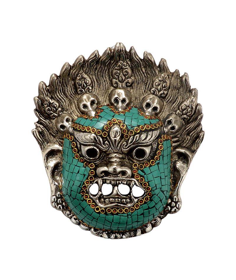 Lord Bhairav White Metal Mask Hanging