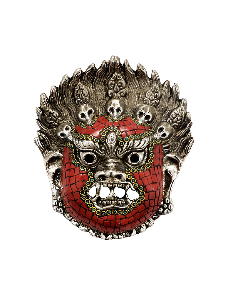 Lord Kaal Bhairav White Metal Mask Hanging