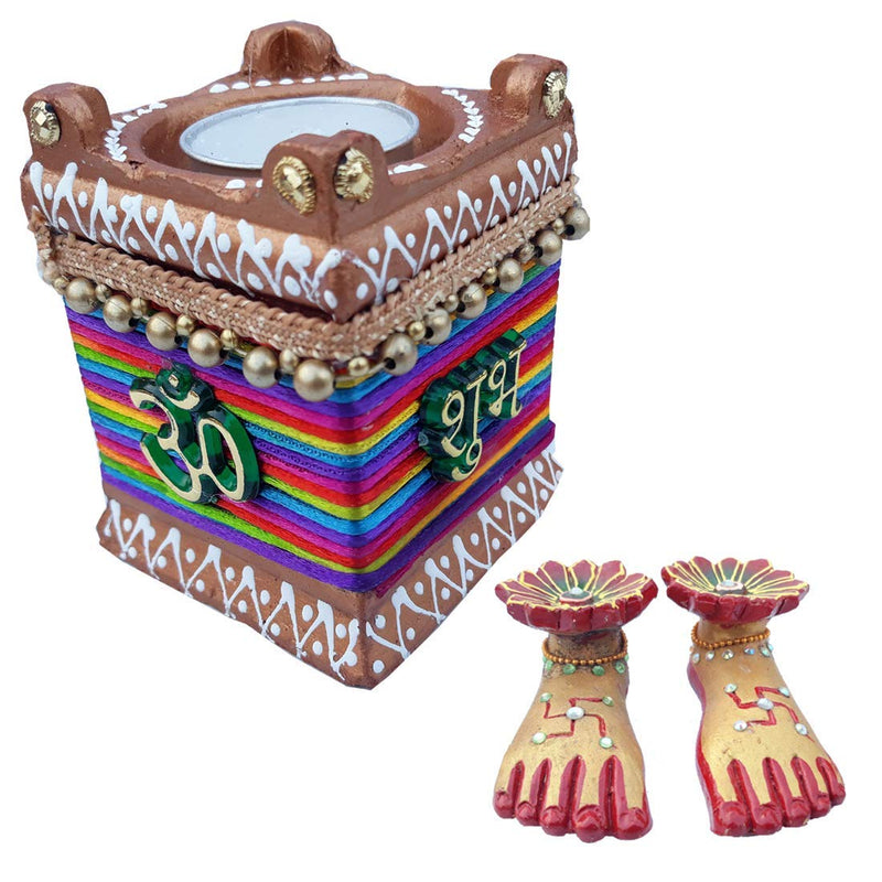Lakshmi Charan Paduka with Tulsi Diya