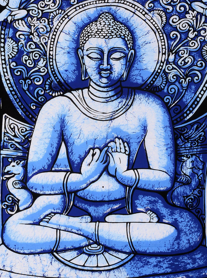 Lord Buddha (Bodhisattva) Cotton Batik Print Wall Hanging Tapestry