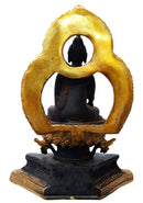 Tibetan Buddha Statue (9.25 Inch) Hand carved Antique Brass Look