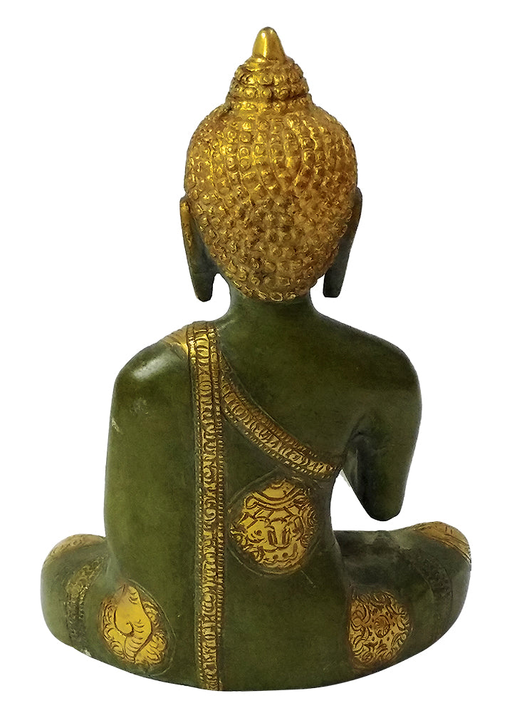 Blessing Ashtamangala Buddha Brass Sculpture (7.4 Inch)