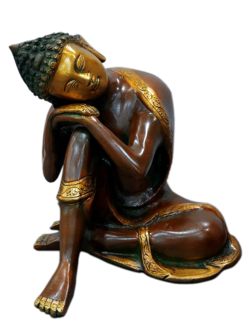 Divine Resting Buddha Sculpture in Brown Finish