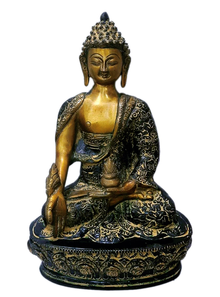 Medicine Buddha Brass Statue in Black Finish (11.50 inch)