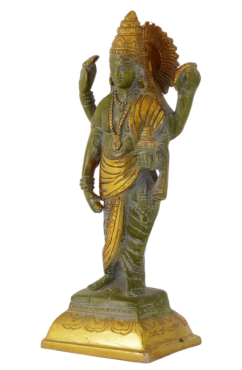 Lord Dhanvantari in Antique Green Finish