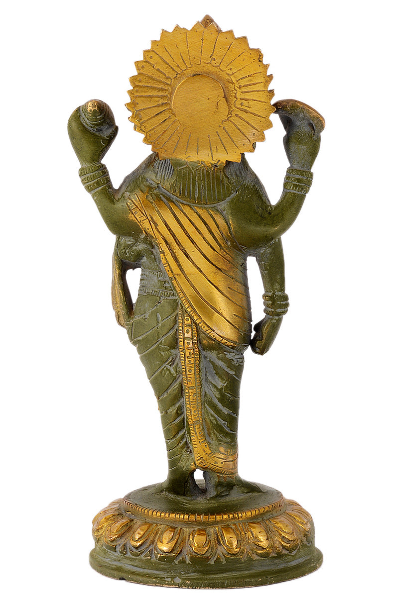 Lord Dhanvantari God of Ayurveda/Medicine Standing Statue with Green Antique Finish