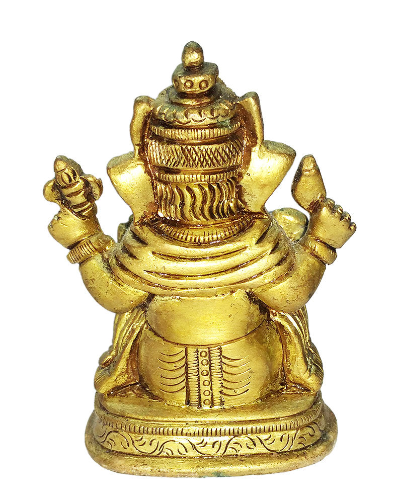 Seated Lord Ganesha Small Brass Statue