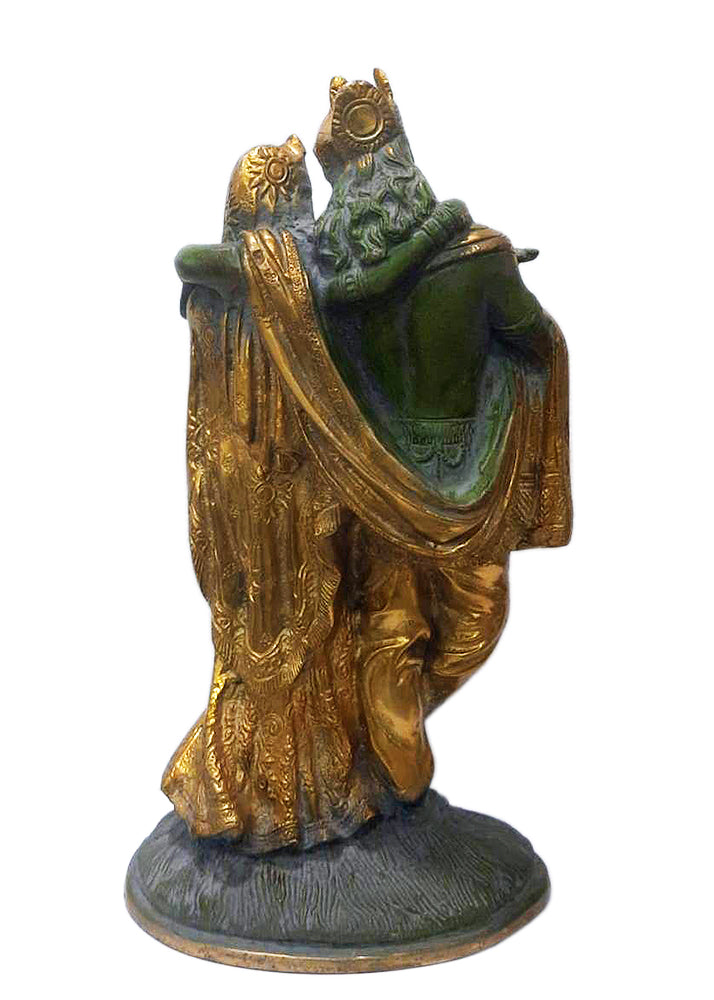 Radha Krishna Brass Statue in Green Finish (11 inch)