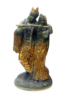 Radha Krishna Brass Statue in Green Finish (11 inch)