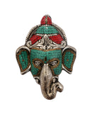 Lord Ganesha Wall Hanging Mask White Metal