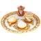 Lord Ganesha Gold Painted Marble Pooja Thali