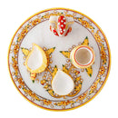 Lord Ganesha Gold Painted Marble Pooja Thali