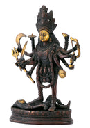 Dakshineshwari Kali Mata - Engraved Antique Finish Brass Statue
