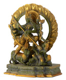 The Goddess Durga Killing the Buffalo Demon (Mahishasura Mardini) Brass Sculpture