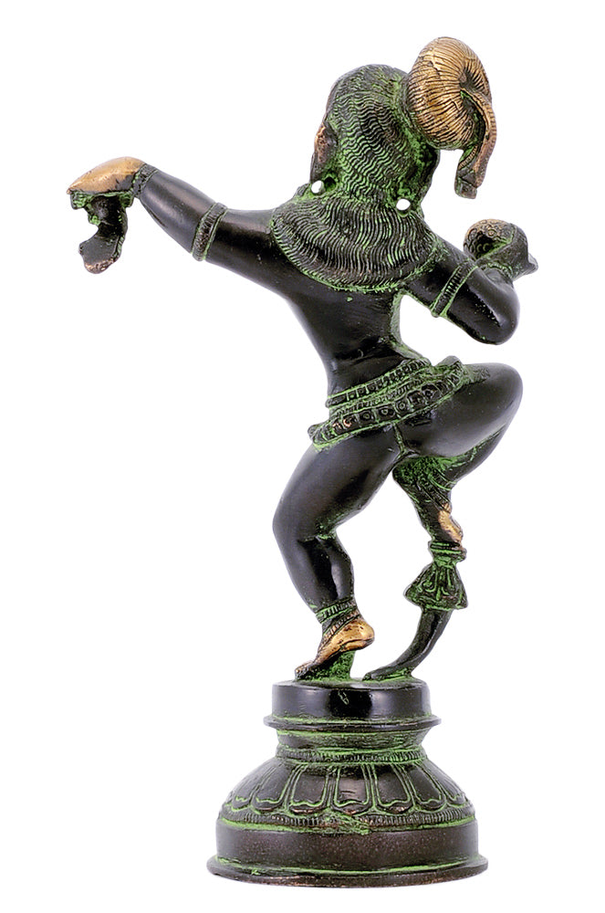 Dancing Baby Krishna with Butter Ball Brass Statue in Black Finishing