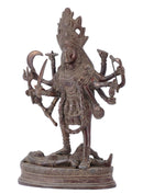 Ferocious Goddess Kali - Antique Coated Brass Statue