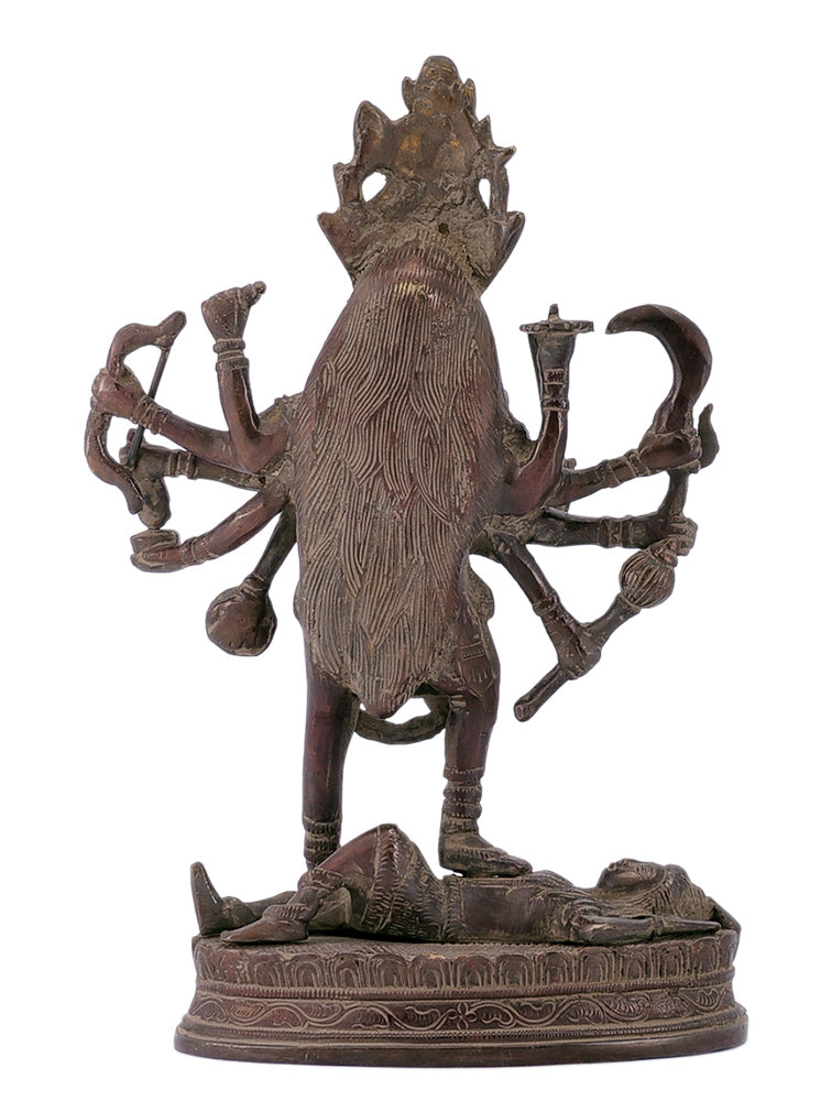 Ferocious Goddess Kali - Antique Coated Brass Statue