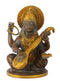 Goddess Saraswati Brass Statue in Brown Finish