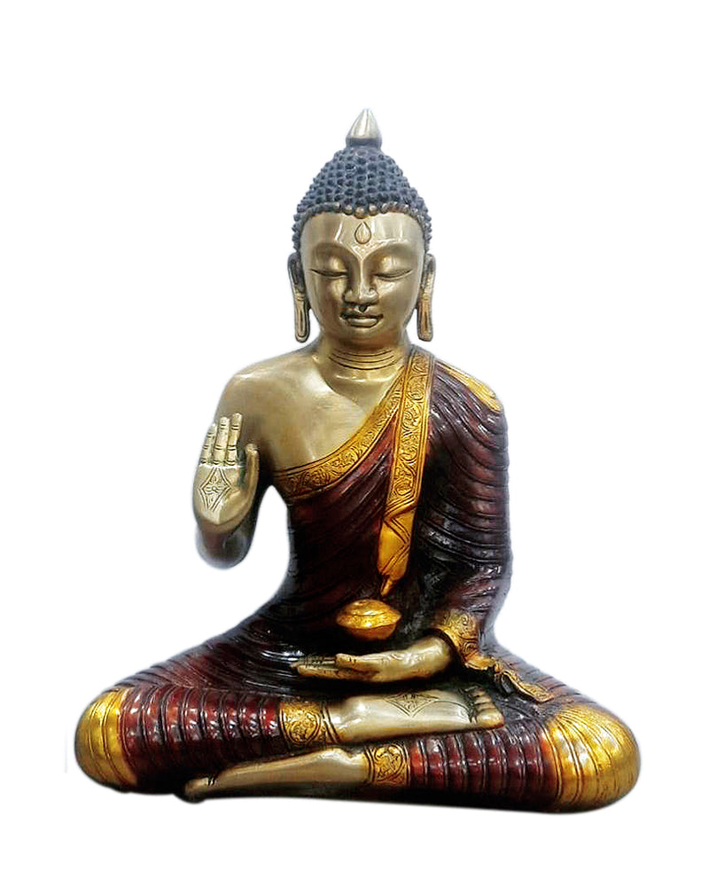 Beautiful Buddha Statue in Copper and Brasss Finish (14 Inch)