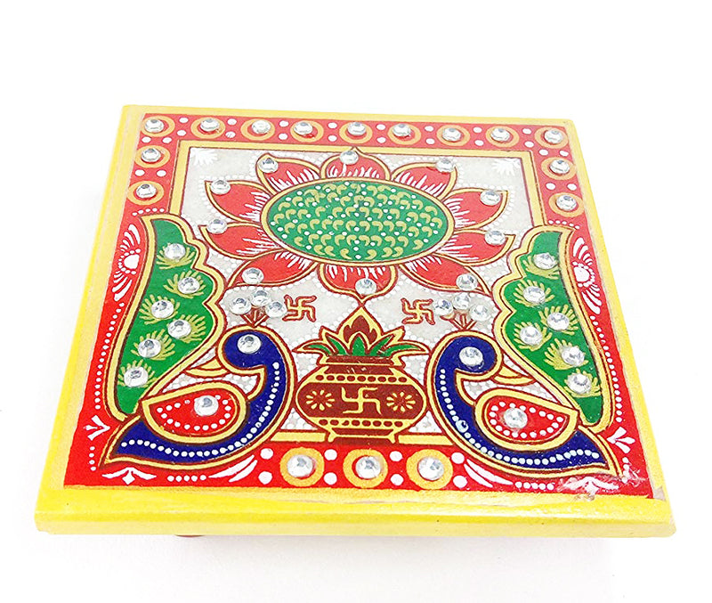 Jai Deva Ganesha Painted Marble Chowki
