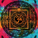 Colorful Om Mandala, Aum Chakra Tie Dye Hippie Cotton Tapestry