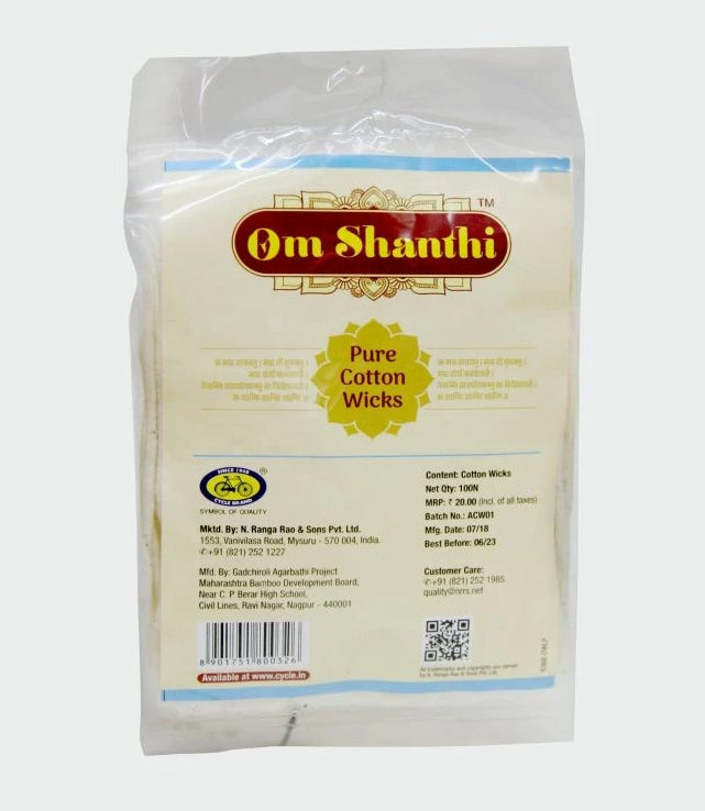 Cycle: Om Shanthi Cotton Wicks Pack of 10