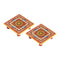 Floral Painted Marble Chowki Set of 2