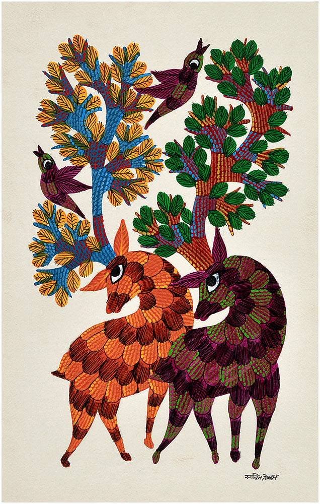 Deer Kingdom - Gond Painting